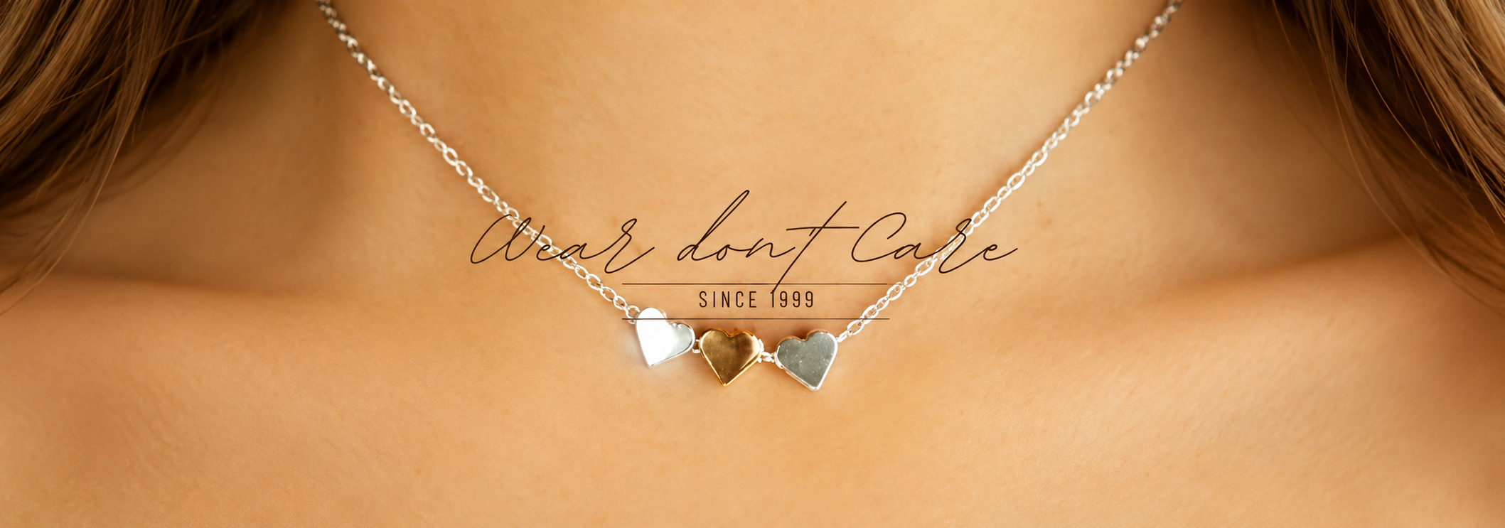 Wear Don't Care — silver heart charms necklace